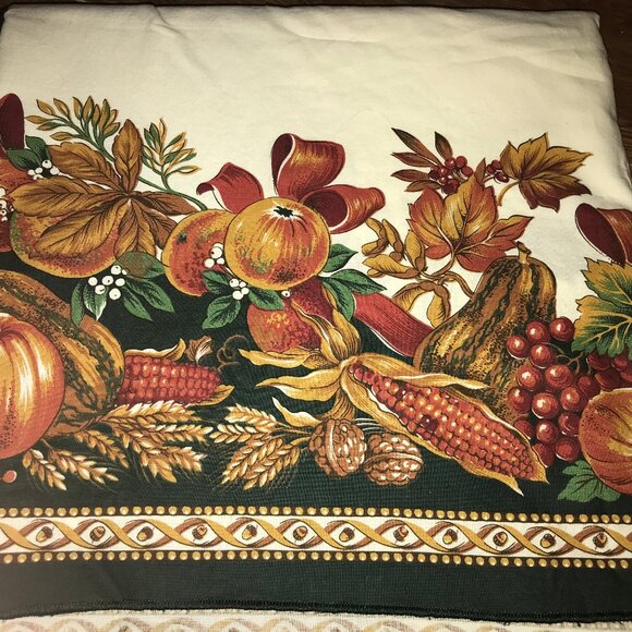 Thanksgiving Harvest Polycotton Tablecloth Spain Green Fruits Veggies 59 x 88 " - Picture 2 of 3